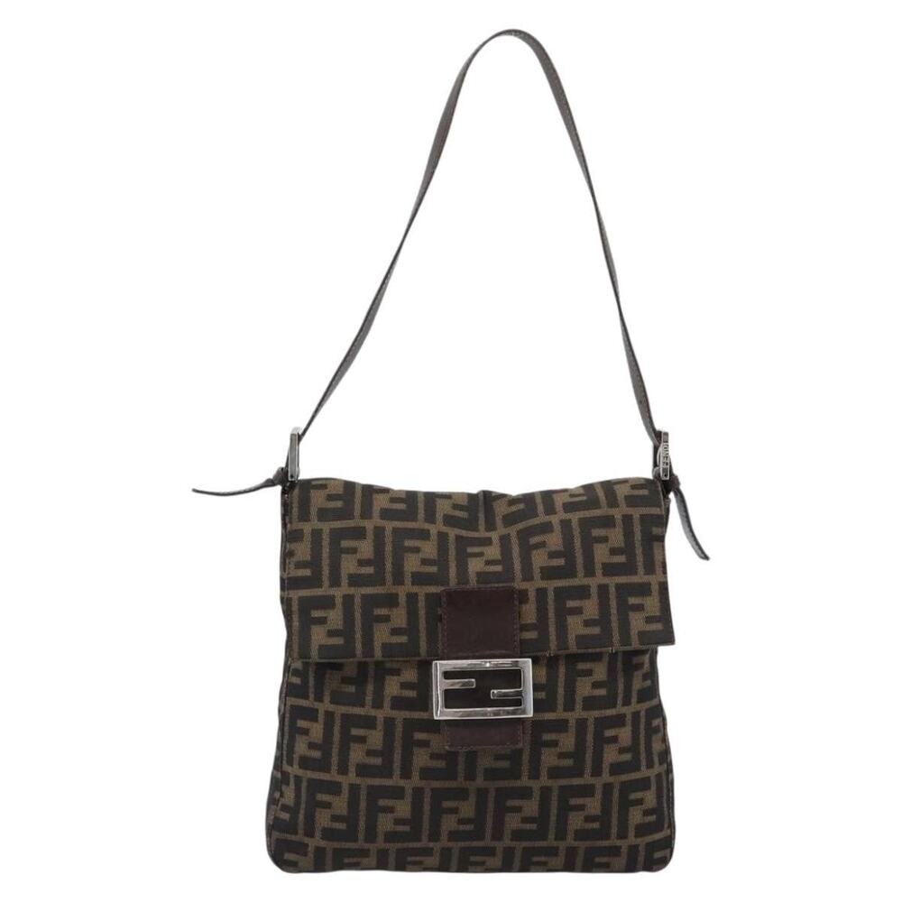 Fendi Zucca Mamma Baguette Shoulder Bag Black